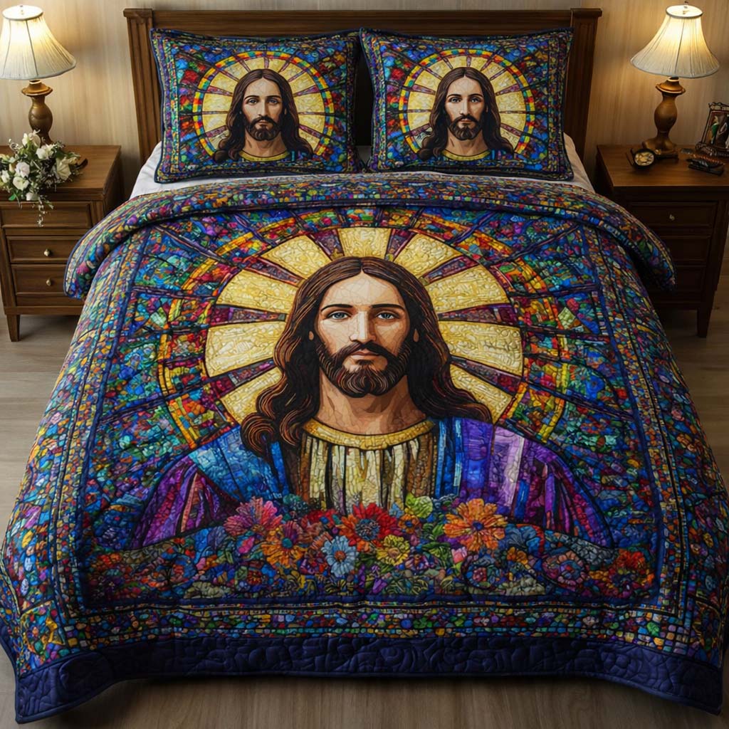 Stained Grace 3-Piece Quilted Bedding Set GFTOQM2356