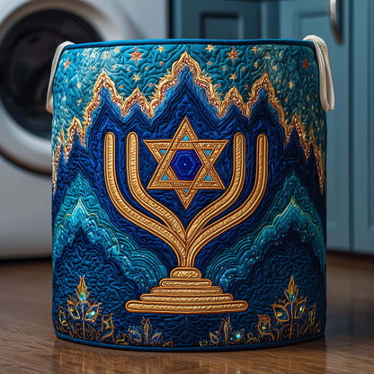 Crowned Menorah Quilted Laundry Basket GFTOQM2366