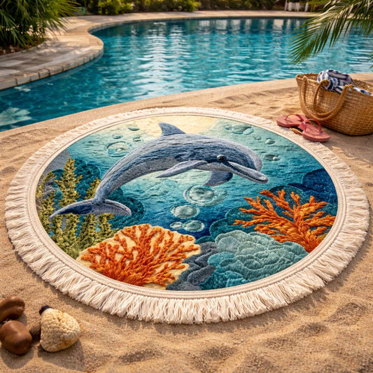 Coral Swim Round Beach Towel GFTOQM2379