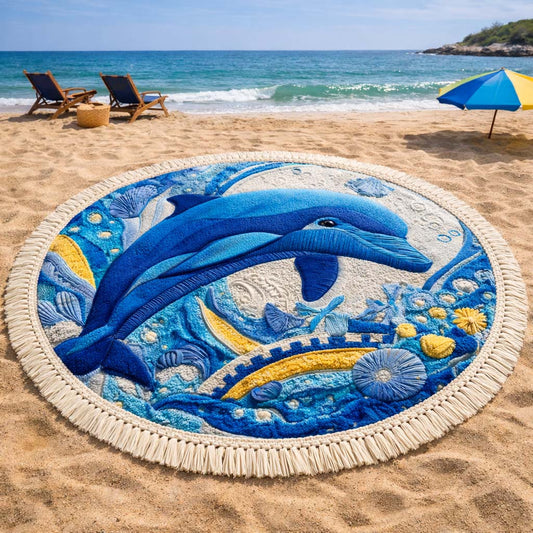Deep Blue Round Beach Towel GFTOQM2381