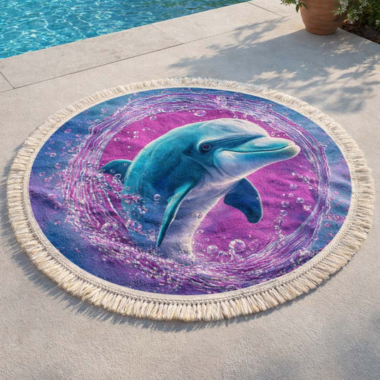 Purple Splash Round Beach Towel GFTOQM2382