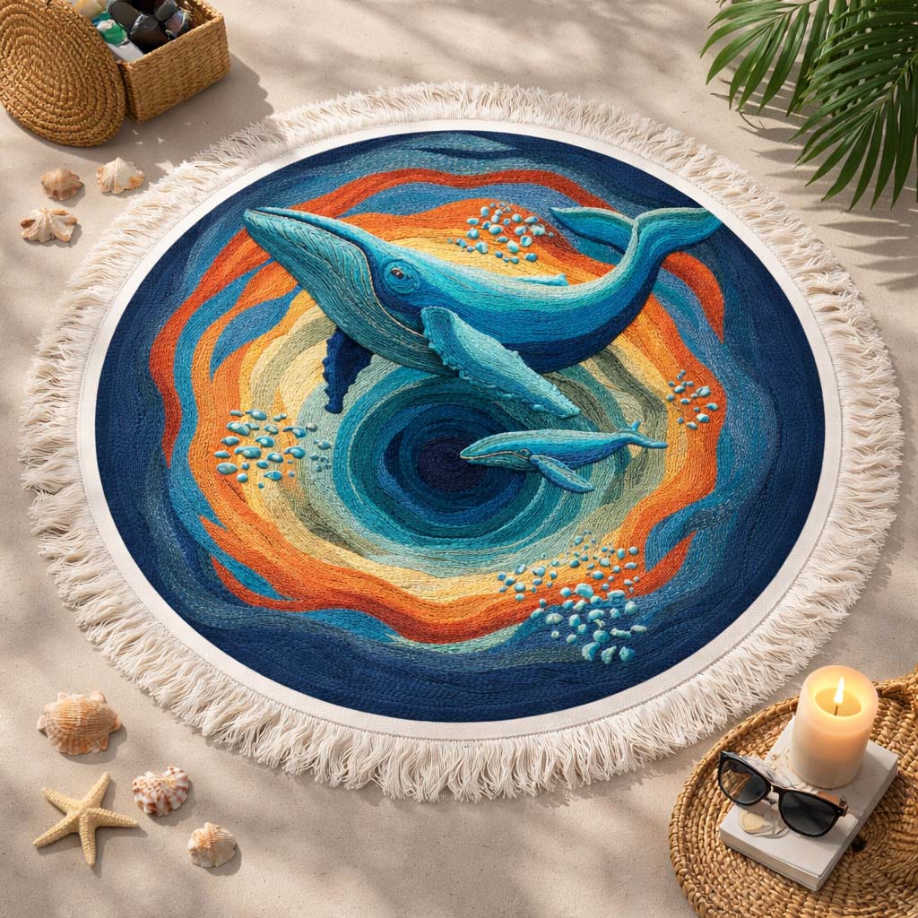 Whale Vortex Round Beach Towel GFTOQM2384