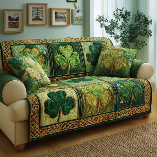 Celtic Clover Quilted Sofa Cover GFTOQM2409