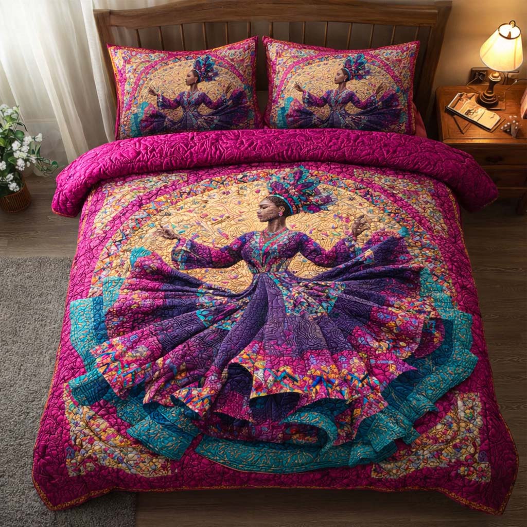 Radiant Dance 3-Piece Quilted Bedding Set GFTOQM2418