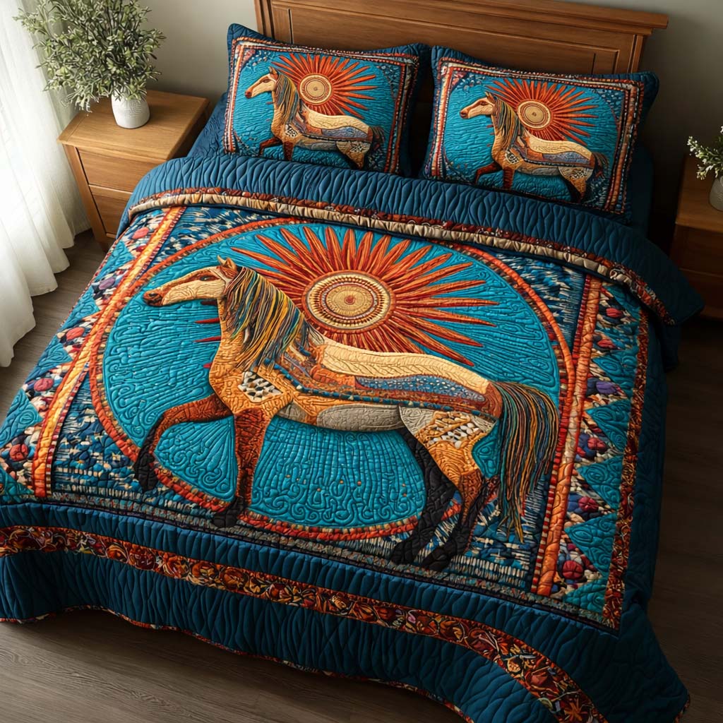 Sun Horse 3-Piece Quilted Bedding Set GFTOQM2428