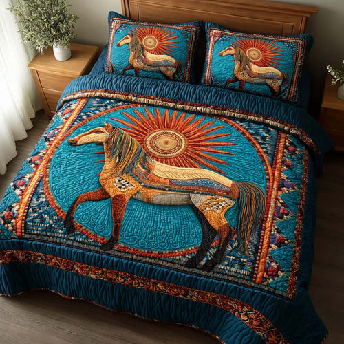 Sun Horse 3-Piece Quilted Bedding Set GFTOQM2428