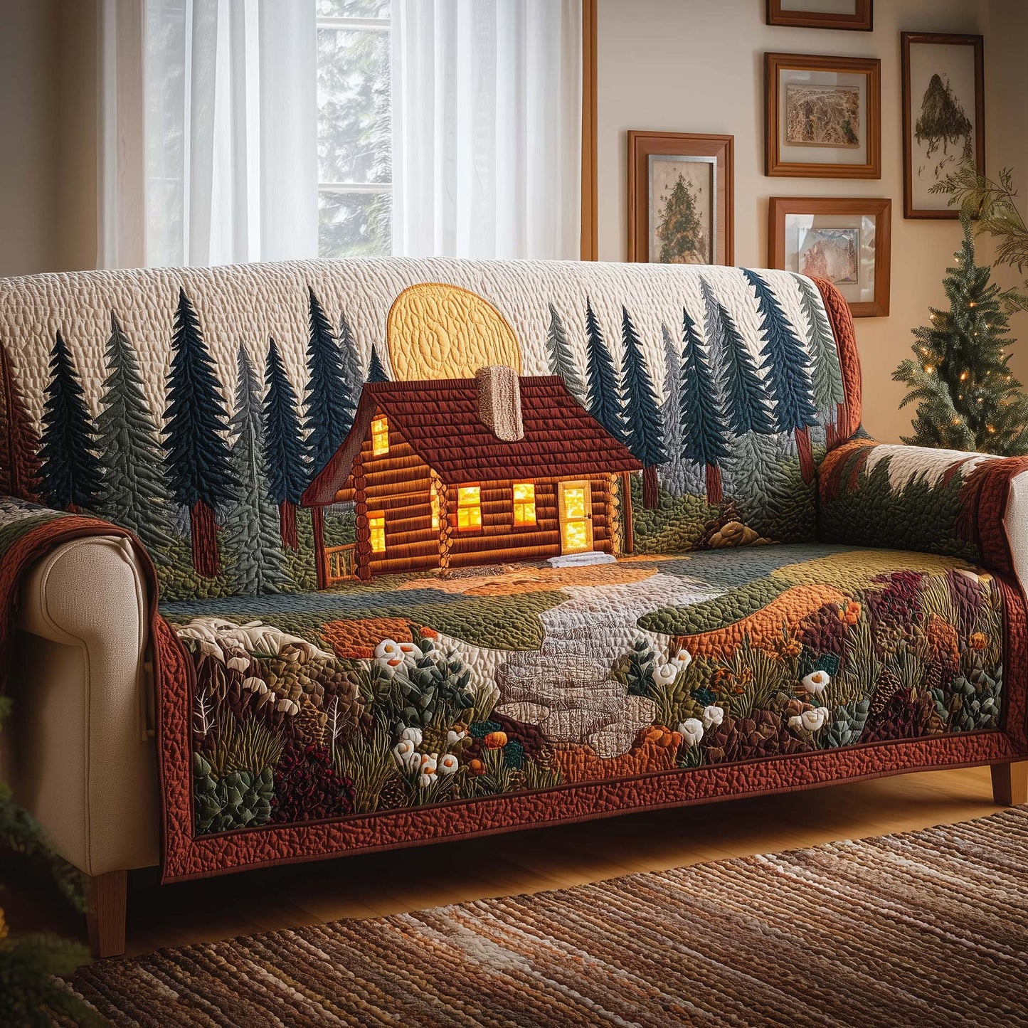 Moonlit Cabin Quilted Sofa Cover GFTOQM2453