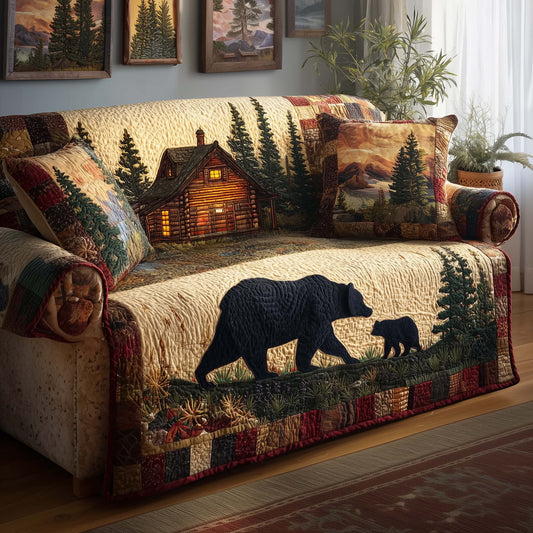 Bear Hollow Quilted Sofa Cover GFTOQM2456