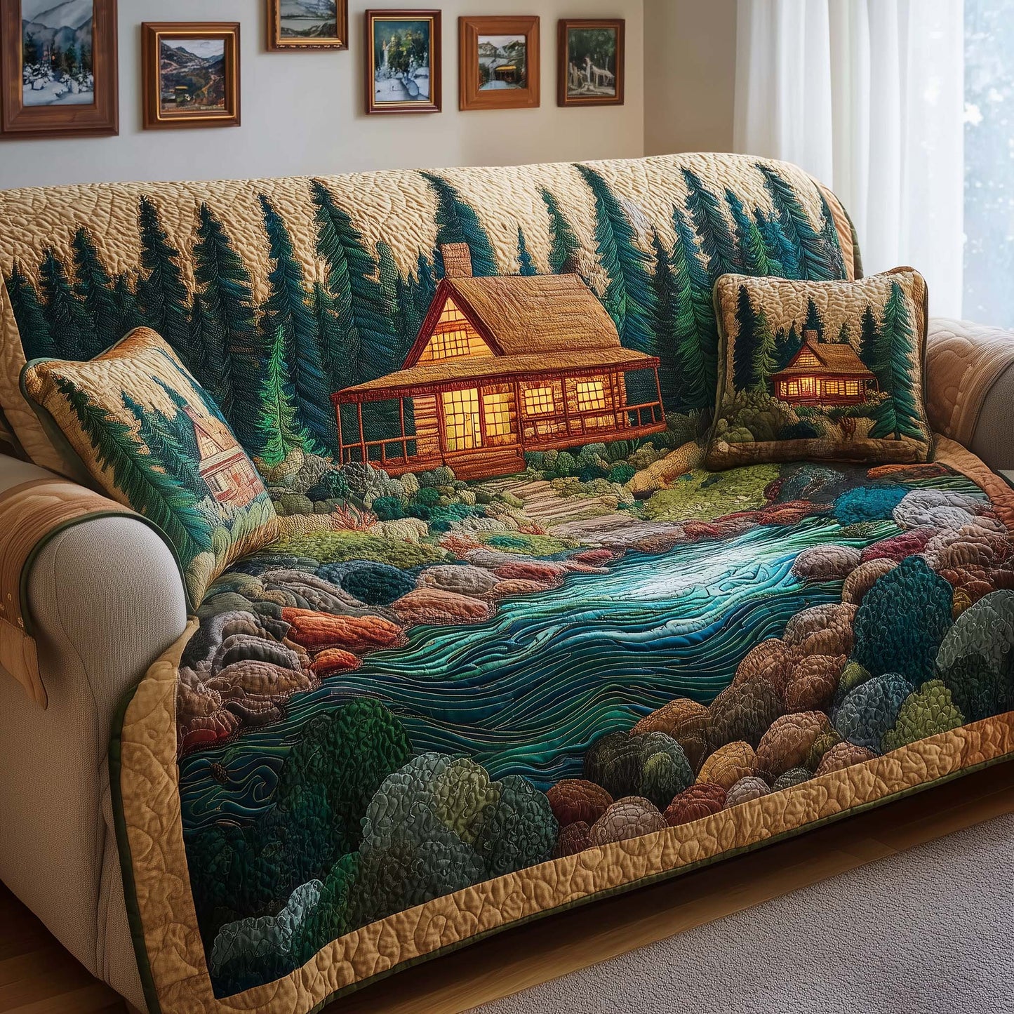 Pine Haven Quilted Sofa Cover GFTOQM2459