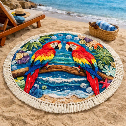 Twin Parrots Round Beach Towel GFTOQM2461
