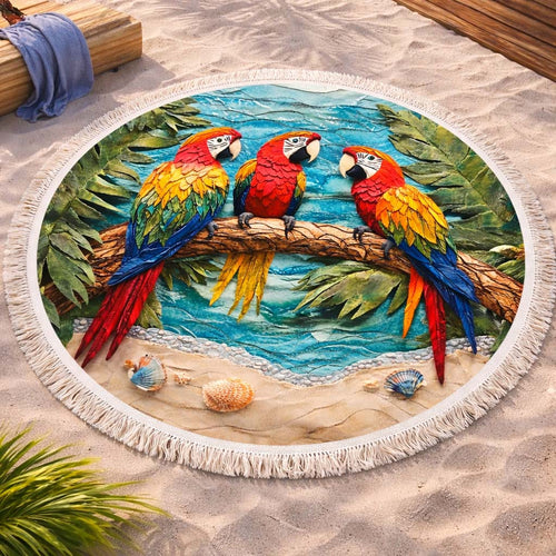Parrot Trio Round Beach Towel GFTOQM2467