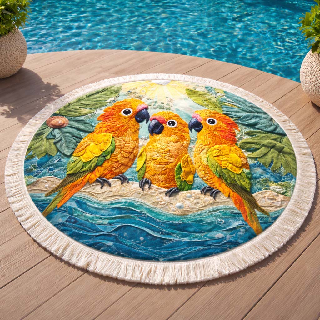 Sunny Flock Round Beach Towel GFTOQM2469