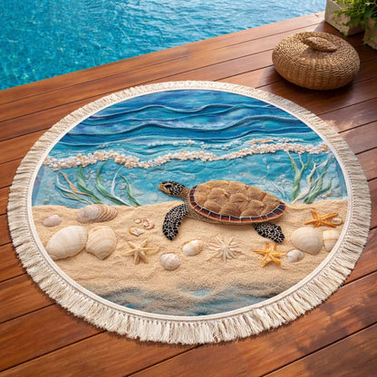 Coastal Turtle Round Beach Towel GFTOQM2471