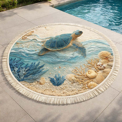 Azure Turtle Round Beach Towel GFTOQM2472