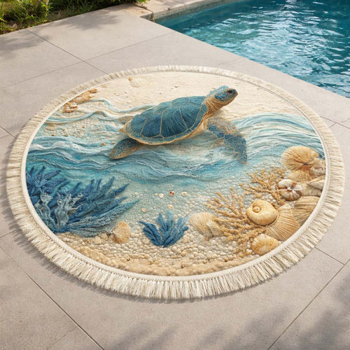 Azure Turtle Round Beach Towel GFTOQM2472