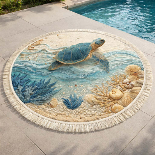 Azure Turtle Round Beach Towel GFTOQM2472