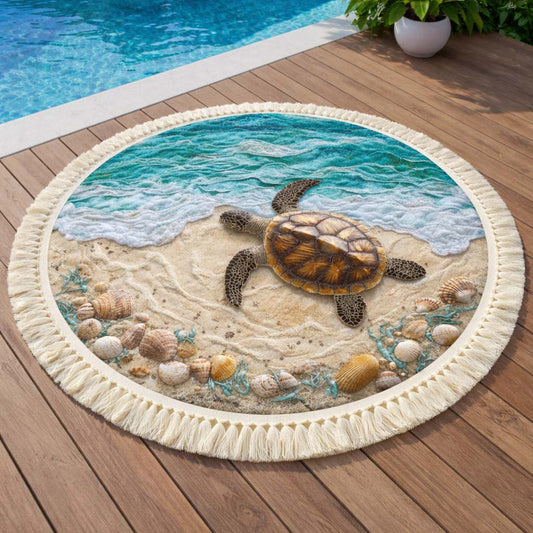 Sandy Turtle Round Beach Towel GFTOQM2473