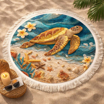 Tropical Turtle Round Beach Towel GFTOQM2477