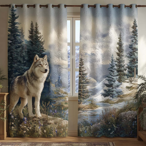 Snowy Wolf Quilted Curtains GFTOQM2512