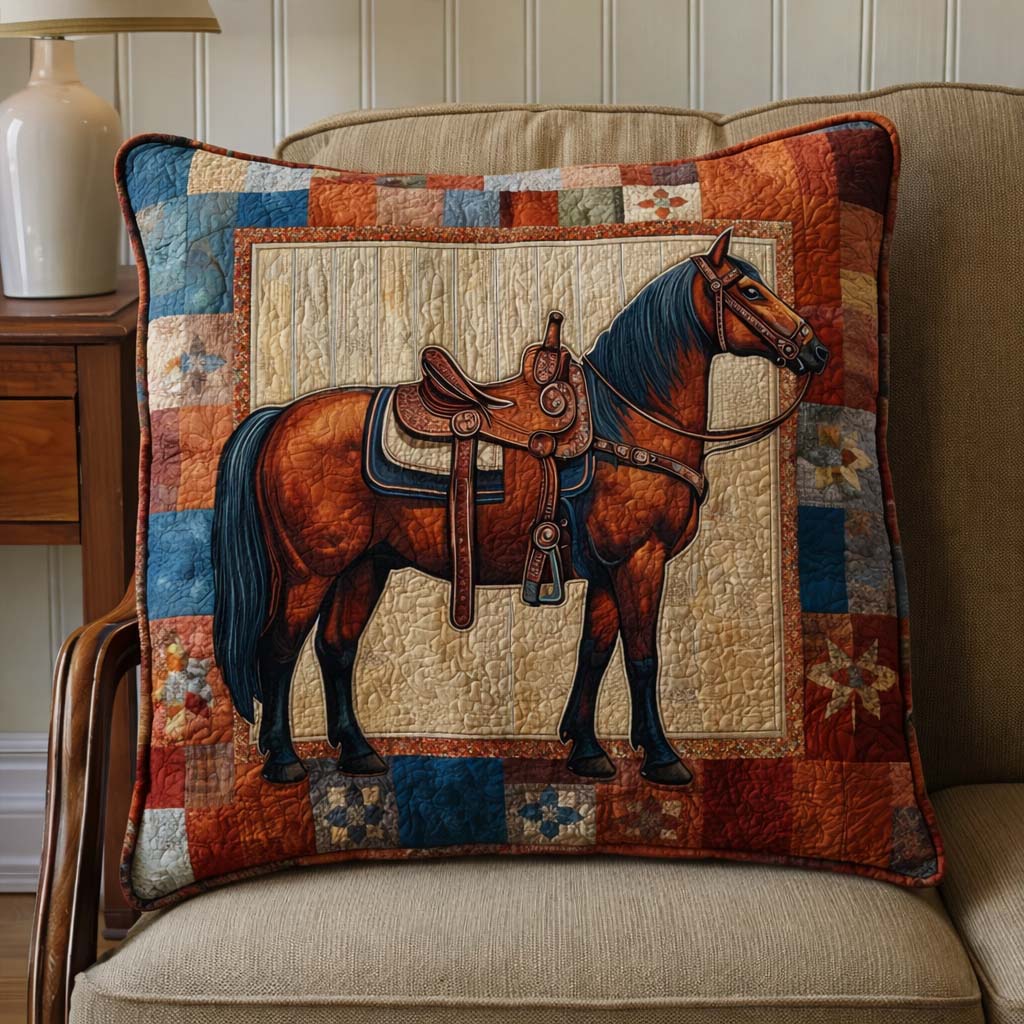 Prairie Horse Quilted Pillow Case GFTOQM2524