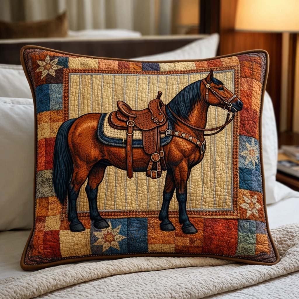 Prairie Horse Quilted Pillow Case GFTOQM2525