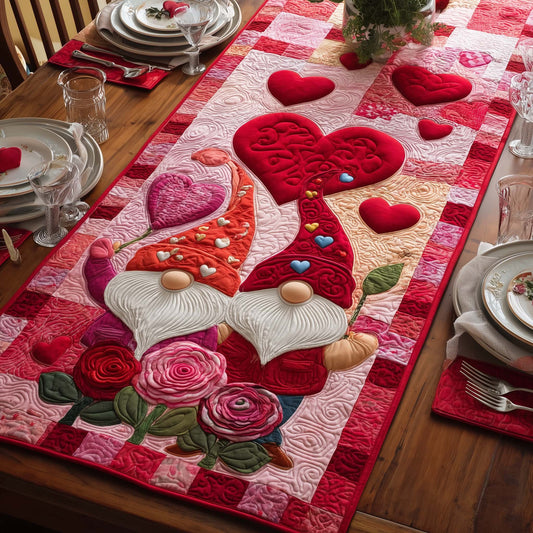 Rose Gnomes Quilted Table Runner GFTOQM2539