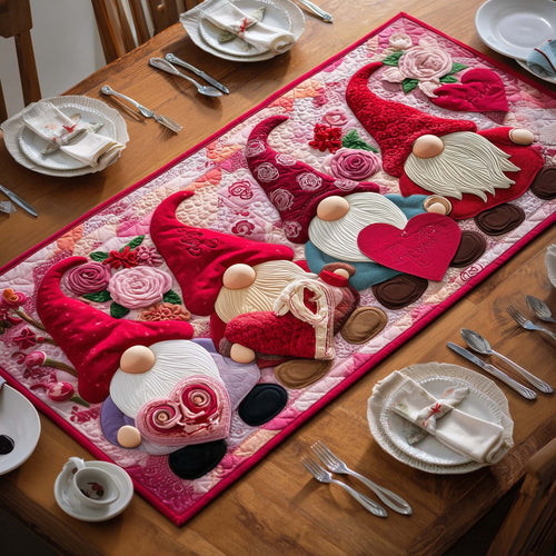 Cupid Gnomes Quilted Table Runner GFTOQM2544