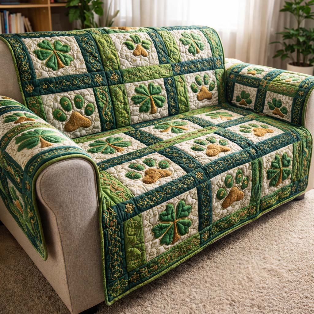 Emerald Patch Quilted Sofa Cover GFTOQM2546
