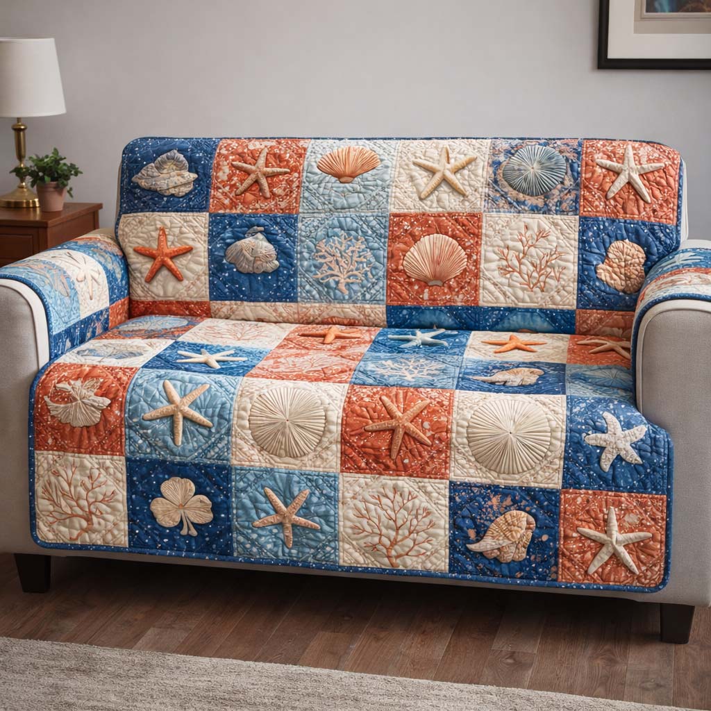 Seaside Patch Quilted Sofa Cover GFTOQM2548