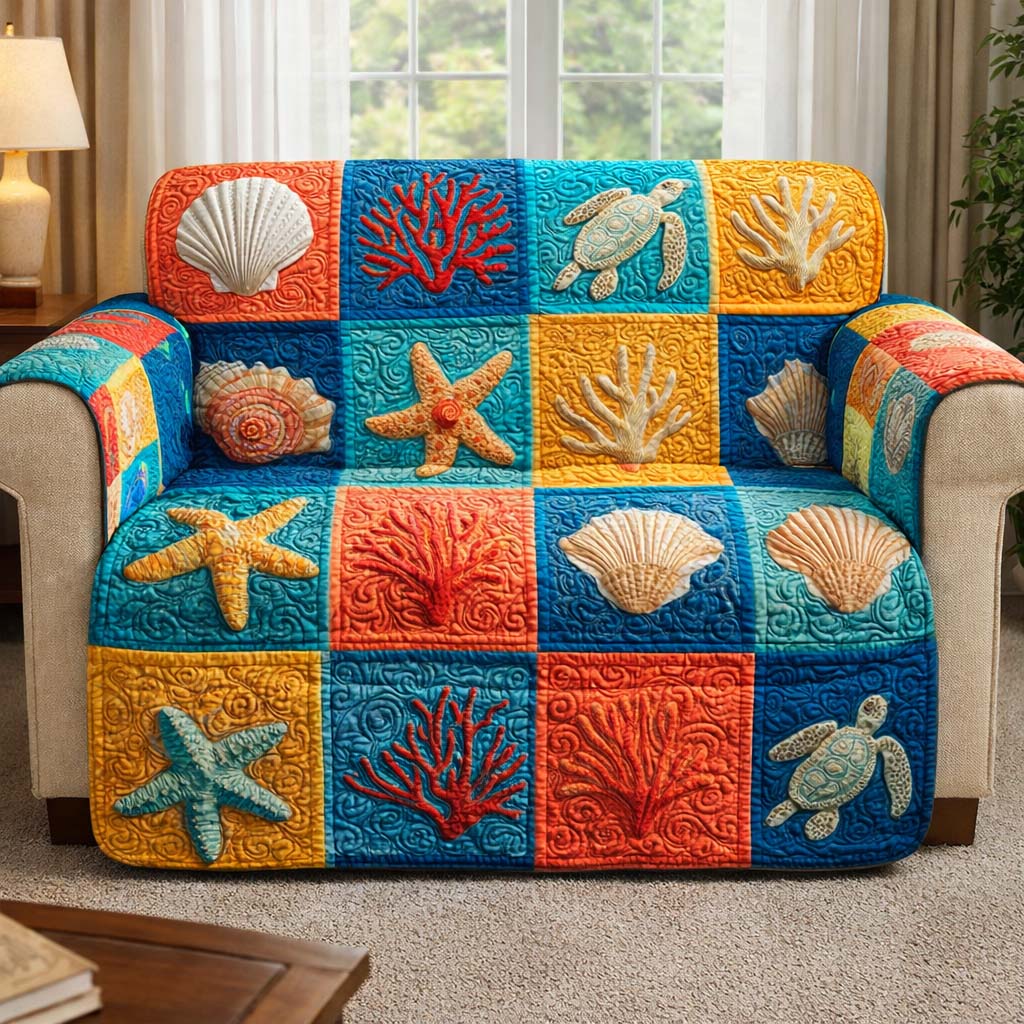 Compass Sea Quilted Sofa Cover GFTOQM2549