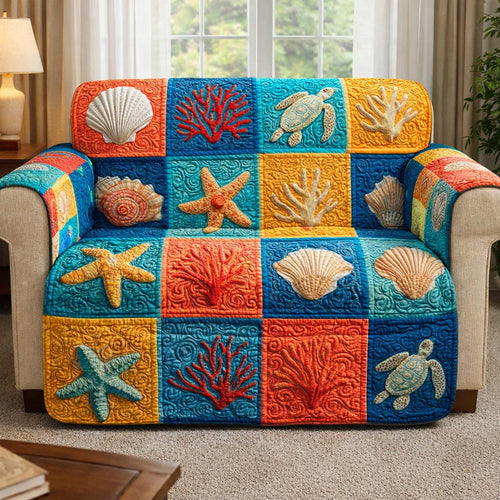 Compass Sea Quilted Sofa Cover GFTOQM2549