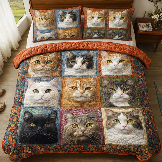 Classic Cats 3-Piece Quilted Bedding Set GFTOQM2606