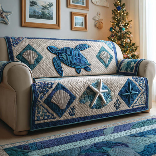 Coastal Turtle Quilted Sofa Cover GFTOQM2633