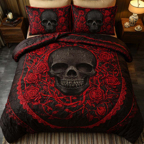 Crimson Skull 3-Piece Quilted Bedding Set GFTOQM2638