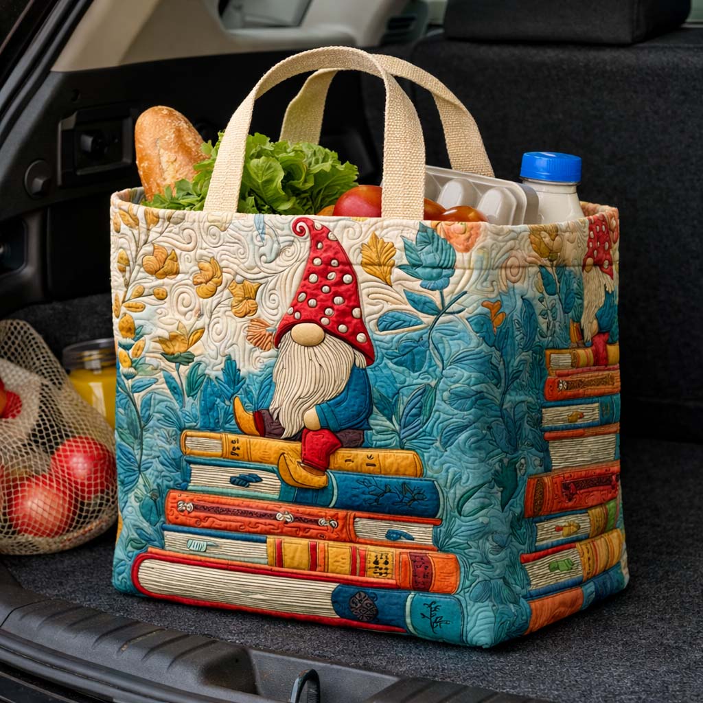 Reading Gnome Quilted Shopping Bag GFTOQM2649