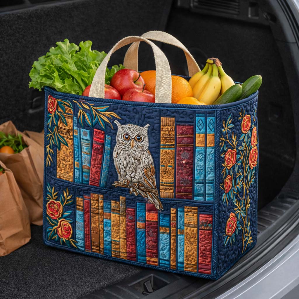Owl Library Quilted Shopping Bag GFTOQM2650