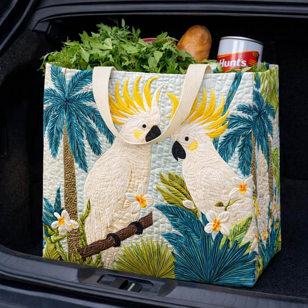Golden Cockatoo Quilted Shopping Bag GFTOQM2675