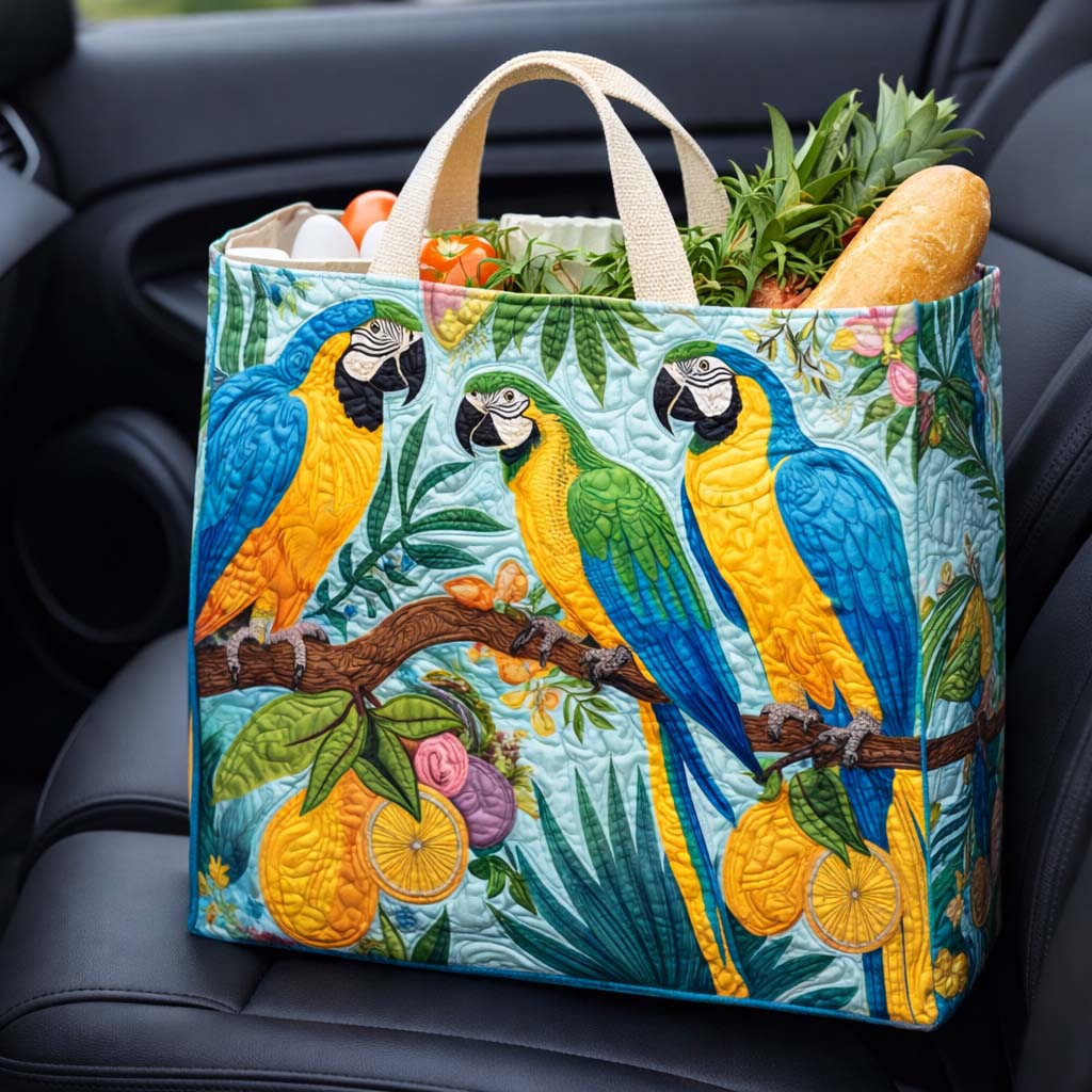 Trio Parrot Quilted Shopping Bag GFTOQM2677