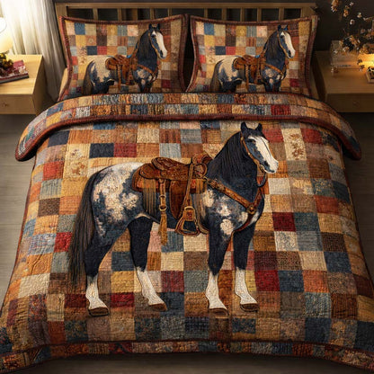 Patchwork Stallion 3-Piece Quilted Bedding Set GFTOQM2722