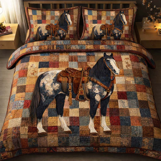 Patchwork Stallion 3-Piece Quilted Bedding Set GFTOQM2722