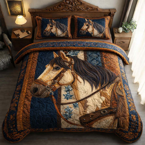 Regal Stallion 3-Piece Quilted Bedding Set GFTOQM2723