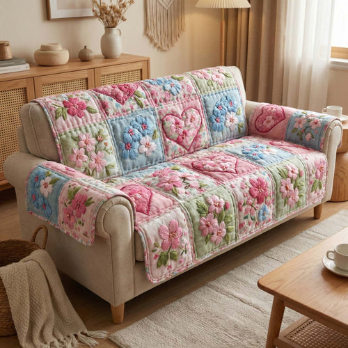 Blossom Heart Quilted Sofa Cover GFTOQM2726