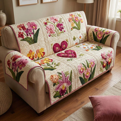 Orchid Love Quilted Sofa Cover GFTOQM2727