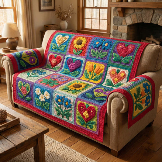 Garden Patch Quilted Sofa Cover GFTOQM2728