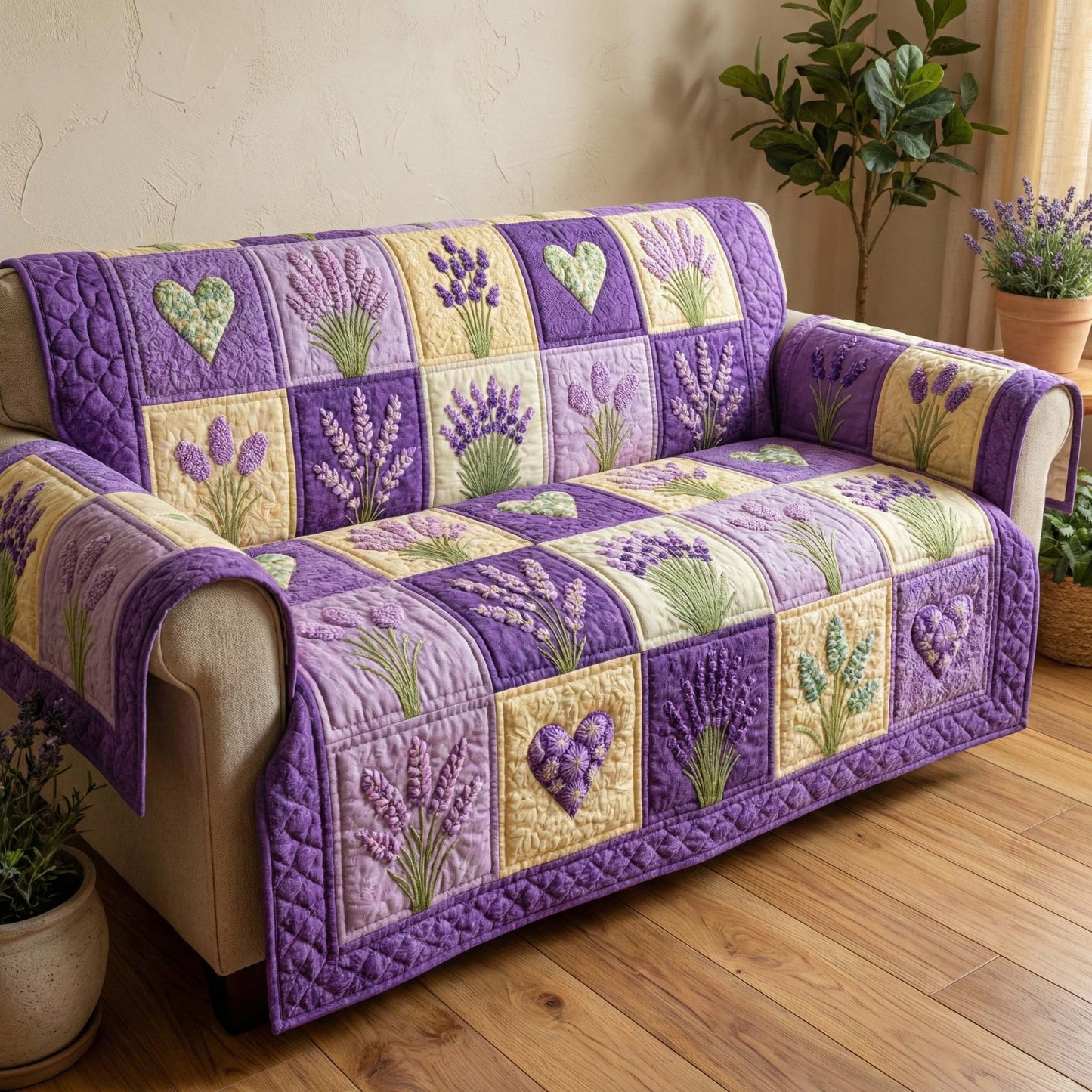 Lavender Love Quilted Sofa Cover GFTOQM2731