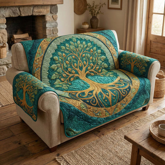 Emerald Roots Quilted Sofa Cover GFTOQM2789