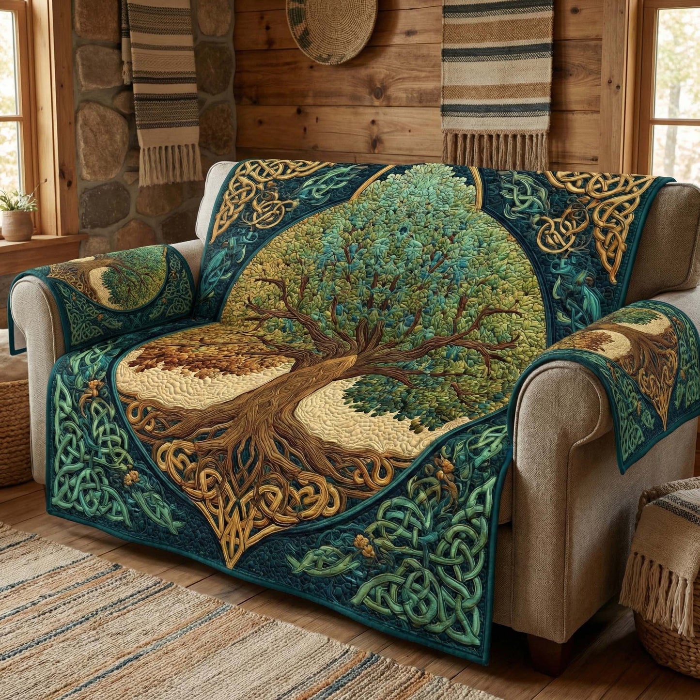 Celtic Canopy Quilted Sofa Cover GFTOQM2790