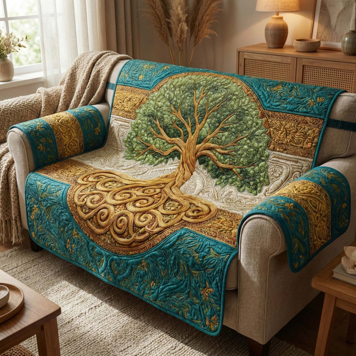 Golden Trunk Quilted Sofa Cover GFTOQM2793