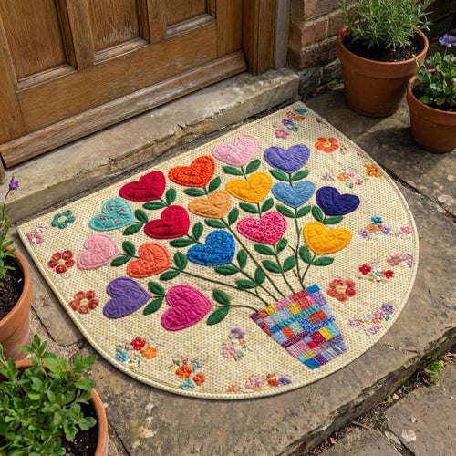 Patchwork Hearts Quilted Welcome Mat GFTOQM2811