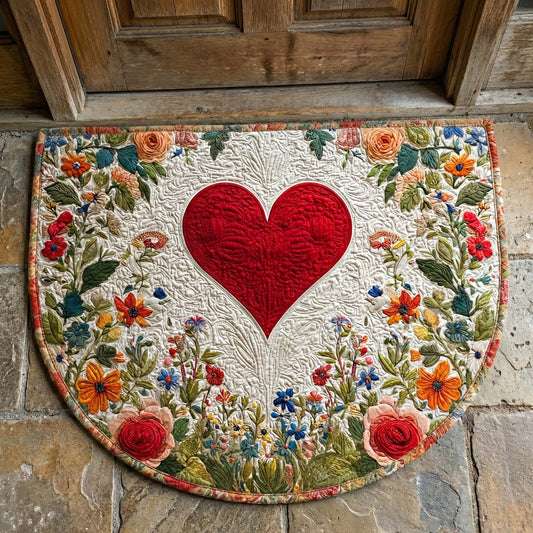 Folk Heart Quilted Welcome Mat GFTOQM2814